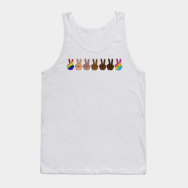 V Sign Gay Rainbow LGBTQ Pansexual Tank Top by Nalidsa